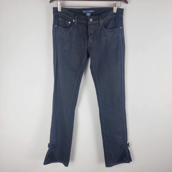 Ralph Lauren Embroidered Asian Knot Jeans Black Straight Leg Black Size 28 - Picture 1 of 8
